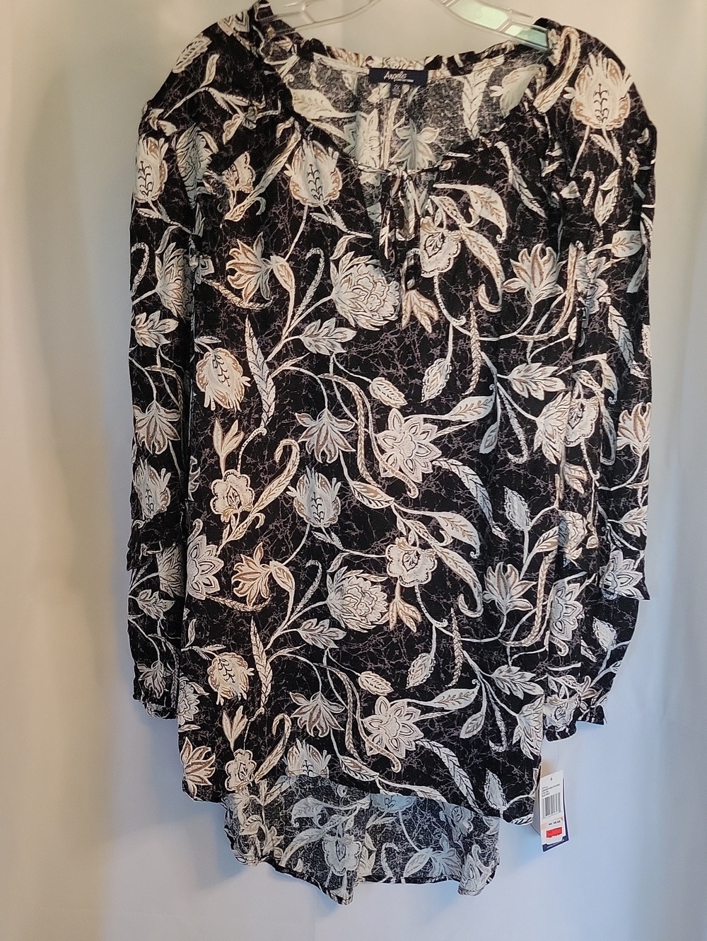 Apt. 9 Black and White Floral Peasant Tunic